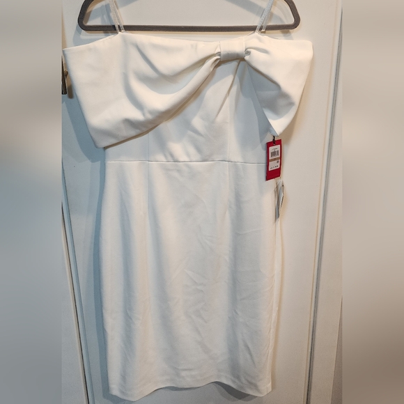 VINCE CAMUTO NWT BOW COLLAR OFF SHOULDER DRESS Size 12 Ivory - Picture 6 of 11